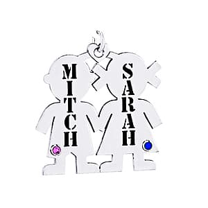 Boy And Girl Pendant, Side view in white gold or platinum