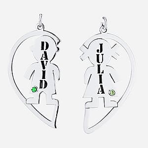 Boy And Girl In Heart, Side view in white gold or platinum