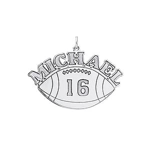 Football With Name And Number, Side view in white gold or platinum