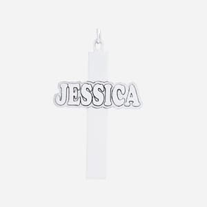 Cross With Name Horizontal, Side view in white gold or platinum
