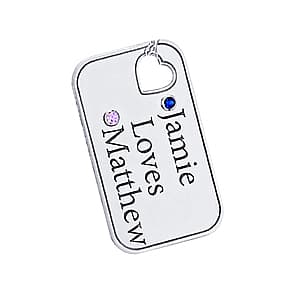 Cut Out Heart Engraved Dog Tag, Side view in white gold or platinum