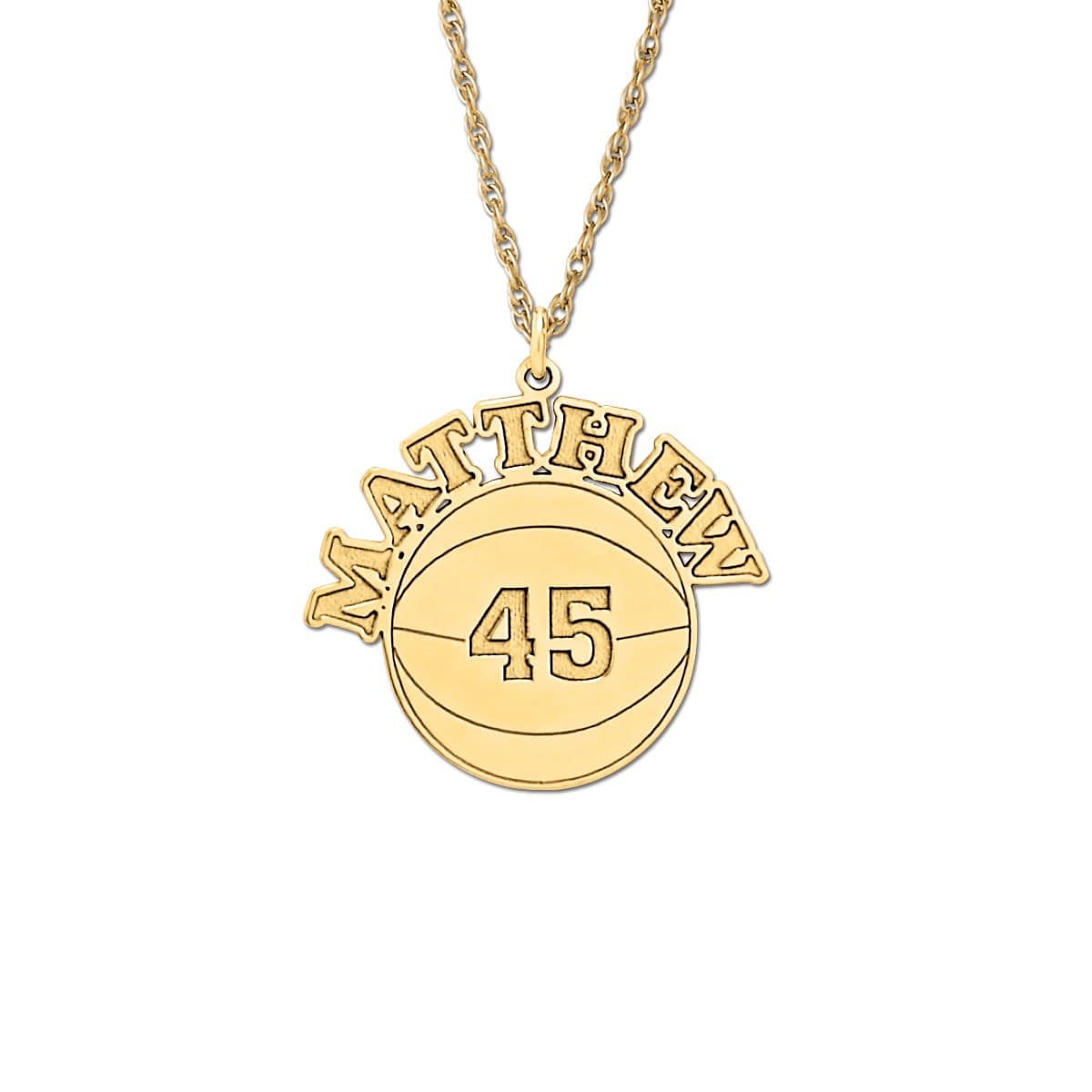 Basketball with Name And Number, Front view in yellow gold
