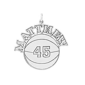 Basketball with Name And Number, Side view in white gold or platinum