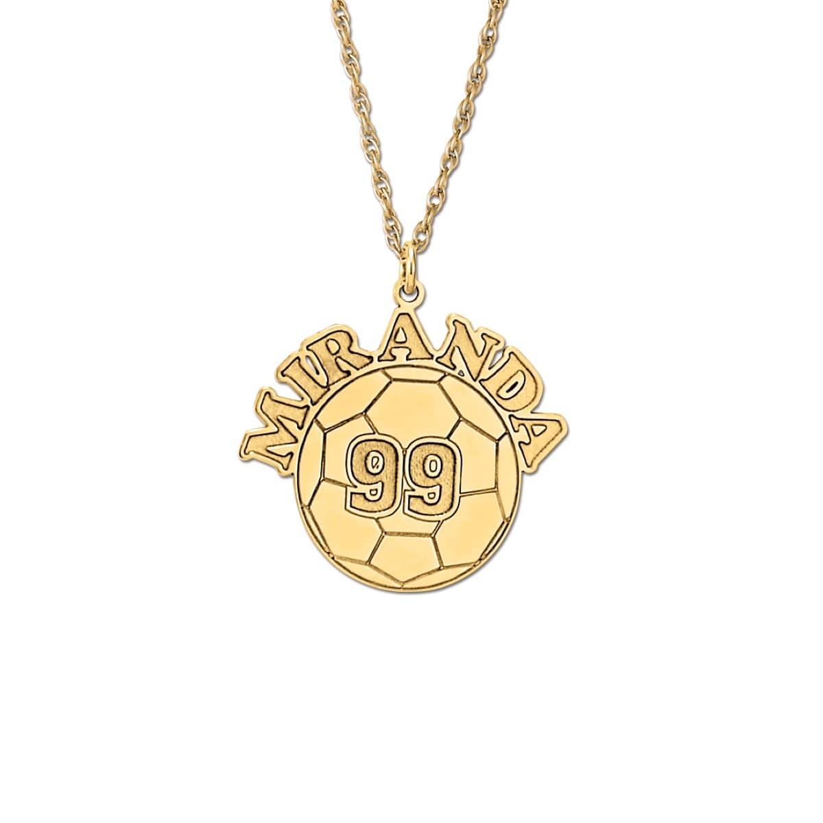Soccer with Name And Number, Front view in yellow gold