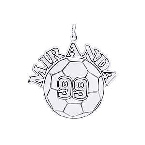 Soccer with Name And Number, Side view in white gold or platinum