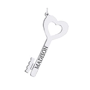 Key with Heart Top, Side view in white gold or platinum