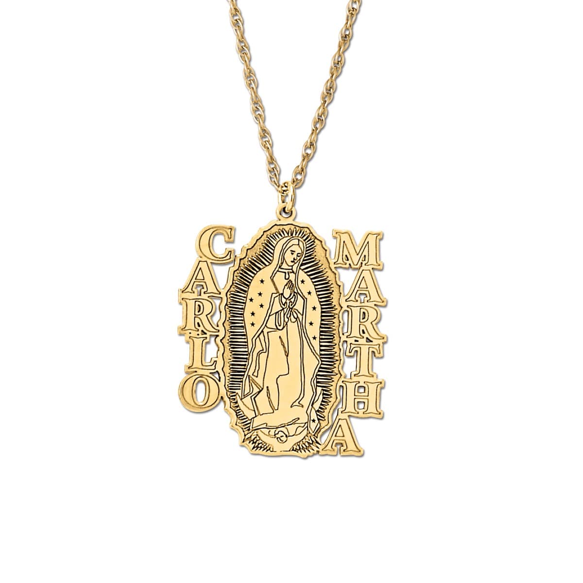 Virgin Mary With 2 Names, Front view in yellow gold