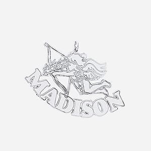 Cupid with Name, Side view in white gold or platinum