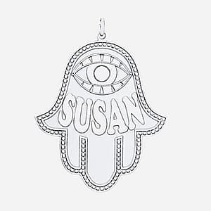 Engraved Hand with Eye, Side view in white gold or platinum