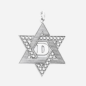 Star Of David, Side view in white gold or platinum