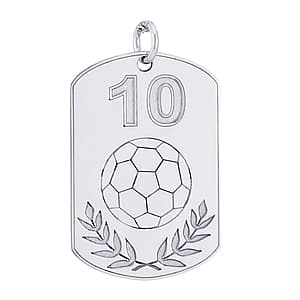 Soccer Dog Tag, Side view in white gold or platinum