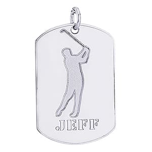 Golf Player Tag, Side view in white gold or platinum