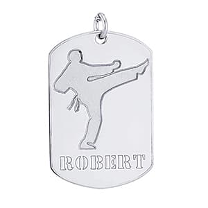 Martial Arts Tag, Side view in white gold or platinum