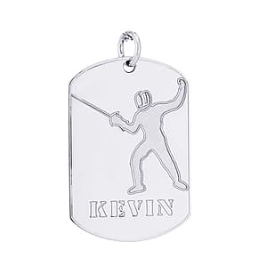 Fencing Tag, Side view in white gold or platinum