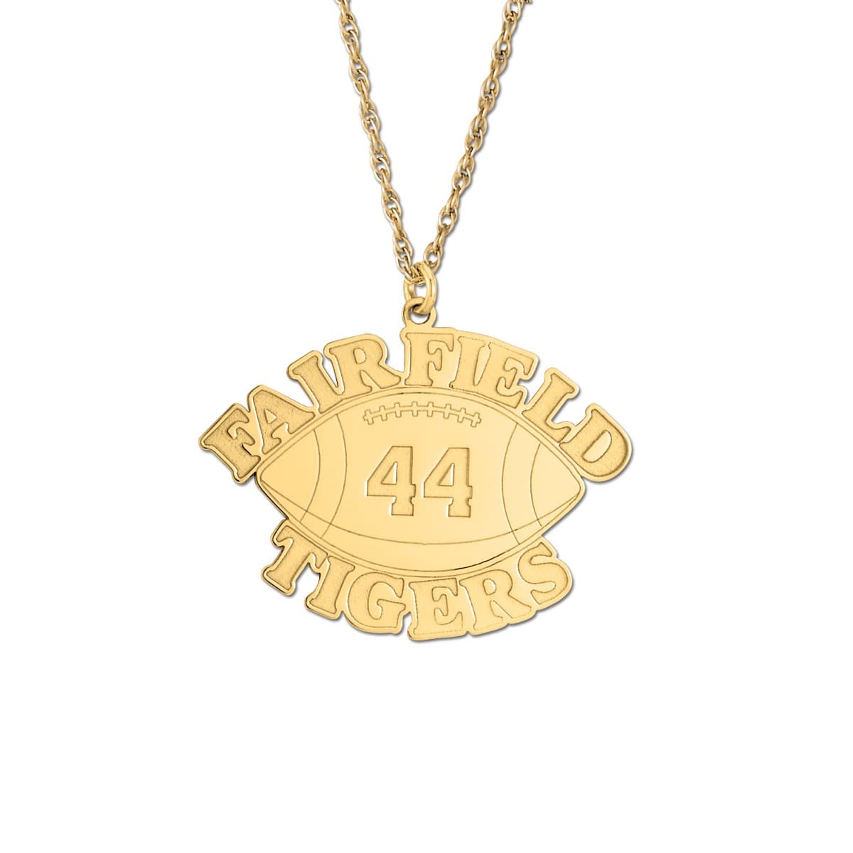 Football Name And Number, Front view in yellow gold