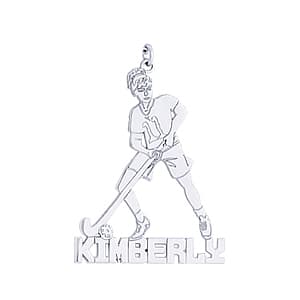 Hockey Tag, Side view in white gold or platinum