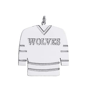 Hockey Jersey, Side view in white gold or platinum