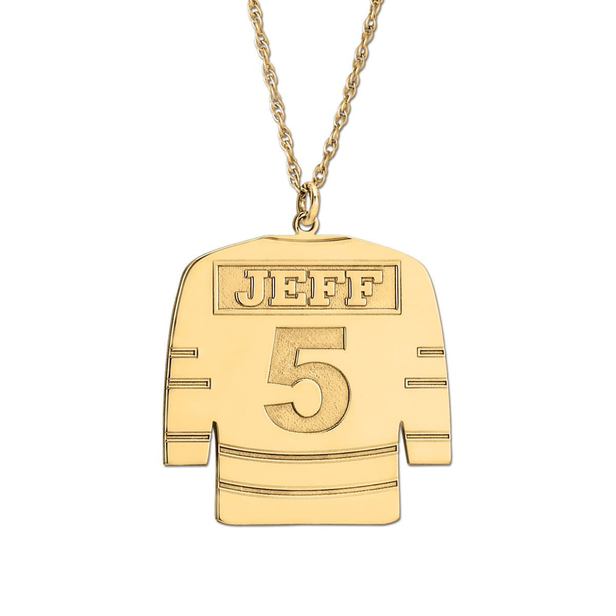 Hockey Jersey, Front view in yellow gold