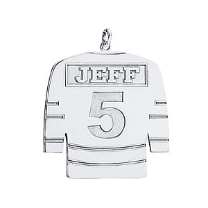 Hockey Jersey, Side view in white gold or platinum