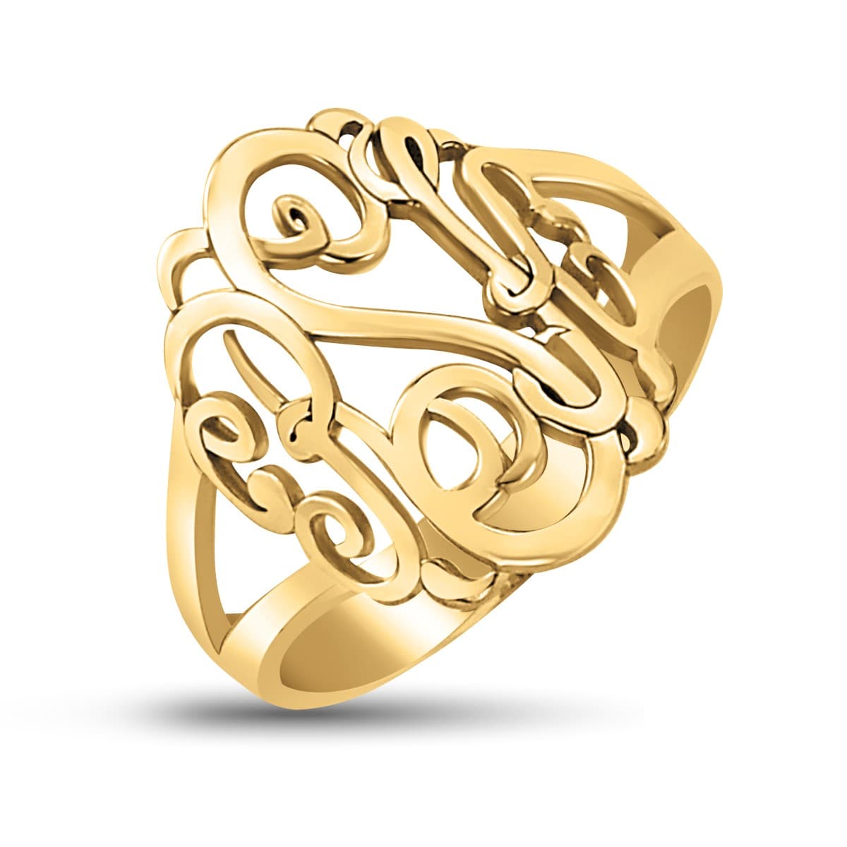 Monogram Ring, Front view in yellow gold