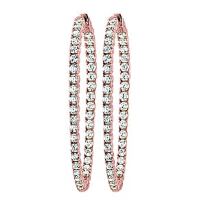 Inside Outside Prong Set Hoop Earrings — White Gold