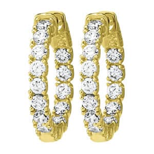 Yellow CZ Inside-Outside Hoop Earrings — White Gold