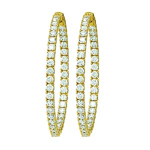 Yellow CZ Inside-Outside Vault Lock Hoops — White Gold
