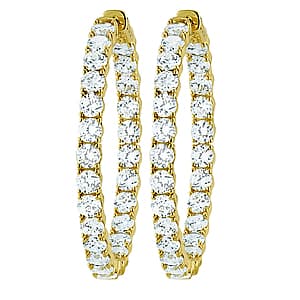 Inside Outside Prong Set Hoop Earrings — White Gold