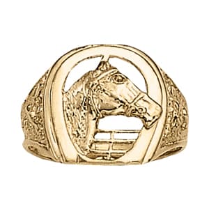 Men's Racehorse Horseshoe Ring — View 1