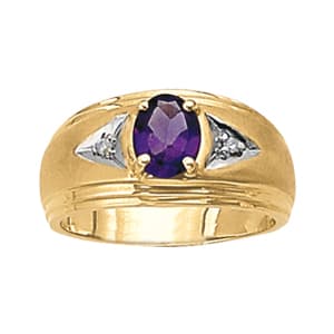 Men's Oval Gemstone Ring (0.03 ct. tw.) — View 1