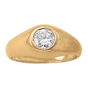 Solitaire Bezel Set Gents Ring — 1 3/4 CT — View 1