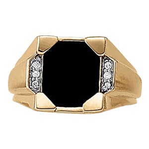Gents Ring Onyx (0.05 ct. tw.) — View 1