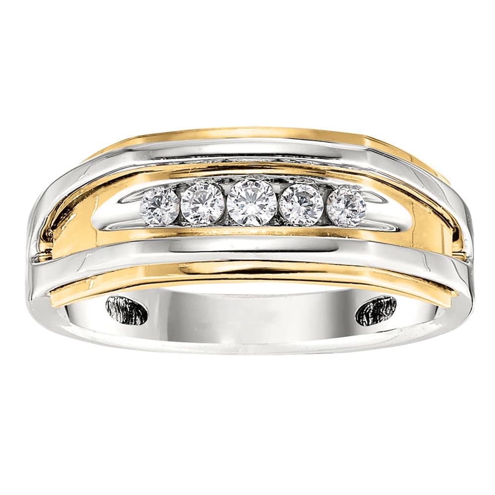 Gents 5 Stone Diamond Wedding Bands — 1 CT (3/4 ct. tw.) — View 1