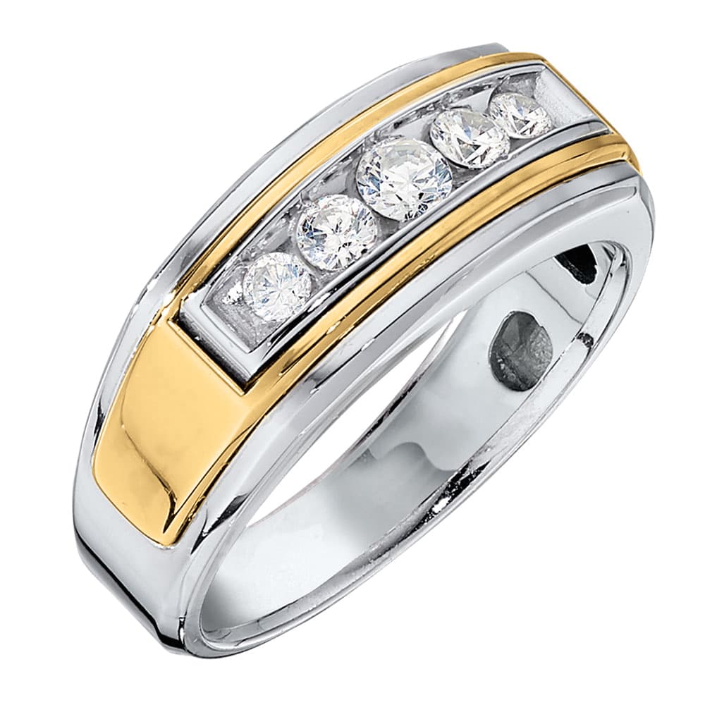 Gents' Cluster Wedding Ring — 1 CT (3/4 ct. tw.) — White Gold