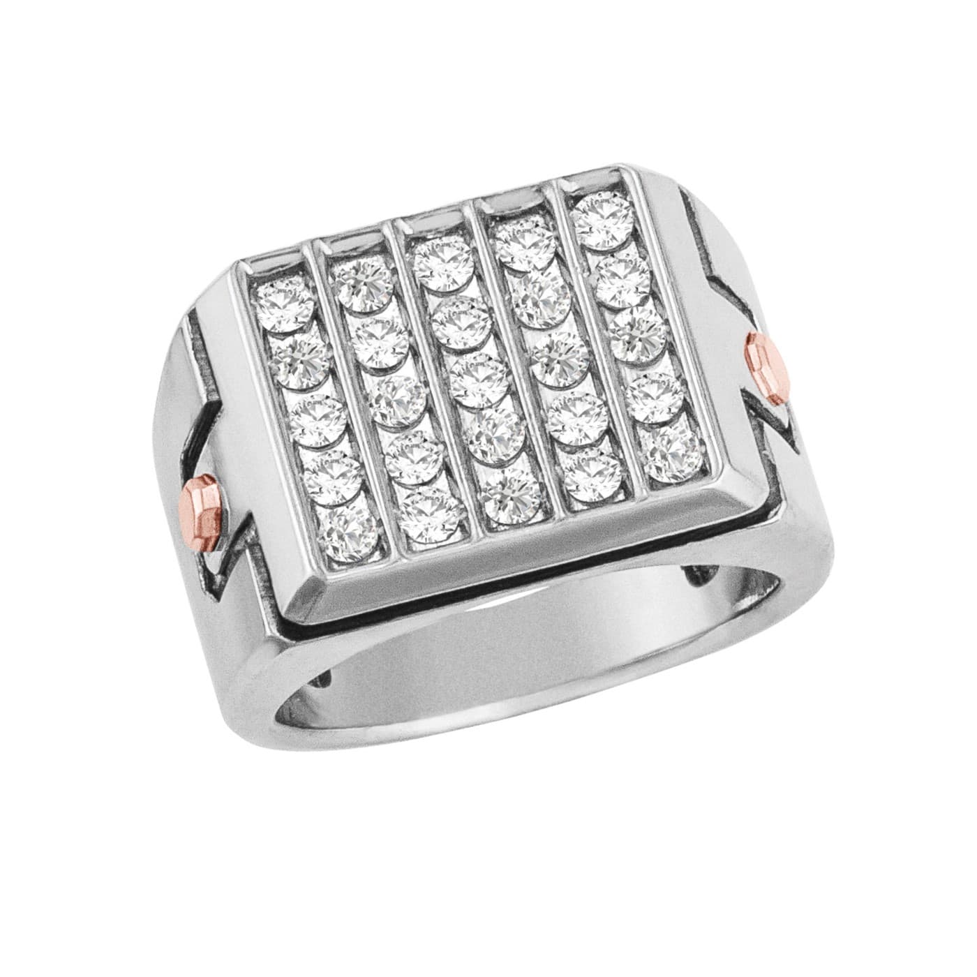Gents Two Tone Cluster Diamond Ban (1.56 ct. tw.) — View 1