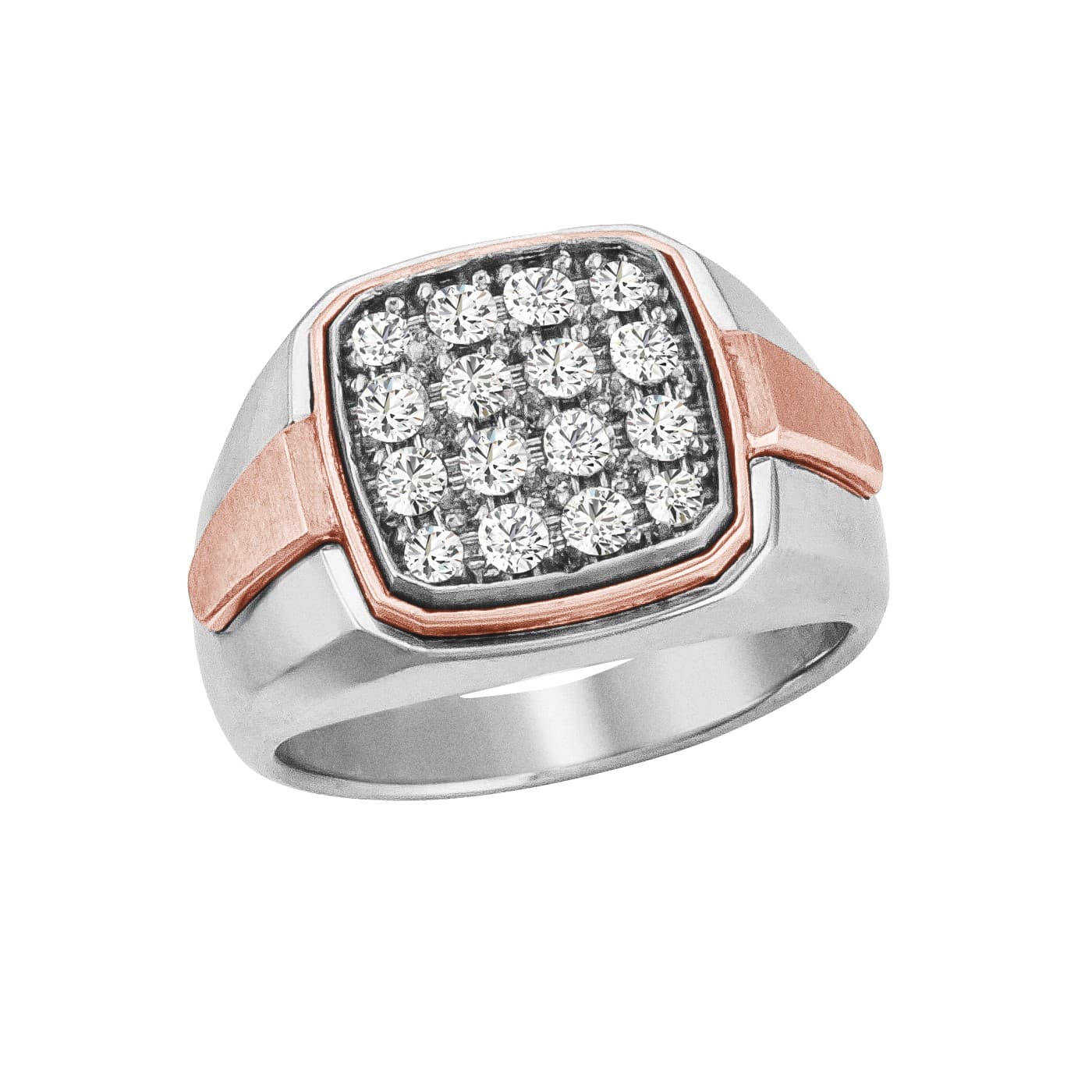 Gents Two Tone Cluster Diamond Ban (1 ct. tw.) — View 1