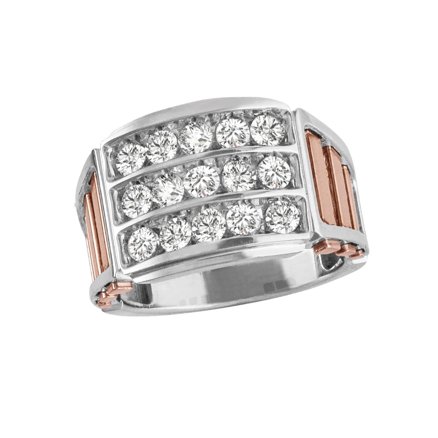 Gents Two Tone Cluster Diamond Ban (1 1/2 ct. tw.) — View 1