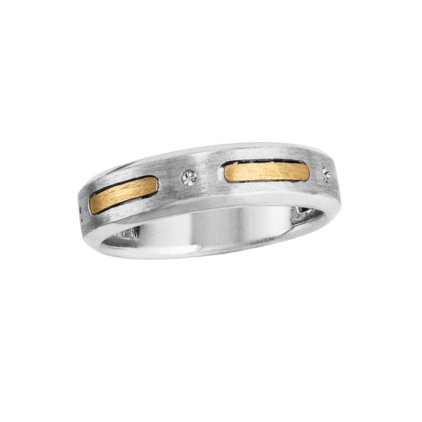 Gents Diamond Accent Band Satin Finish (0.03 ct. tw.) — View 1