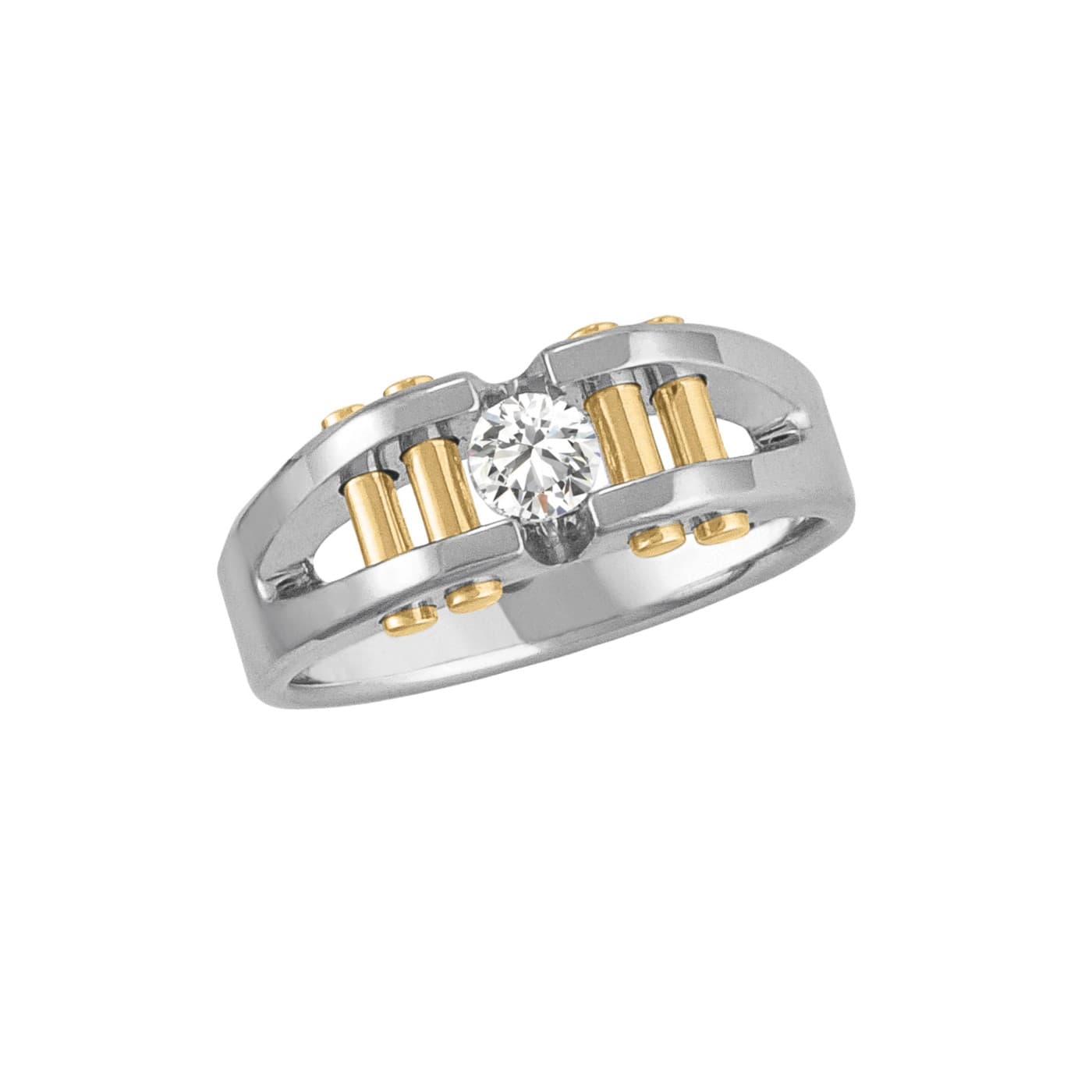 Gents Two Tone Solitaire Ring (10592 ct. tw.) — View 1