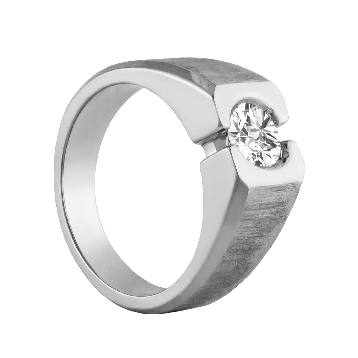 Gents Solitaire Ring Satin Finish (10594 ct. tw.) — View 1