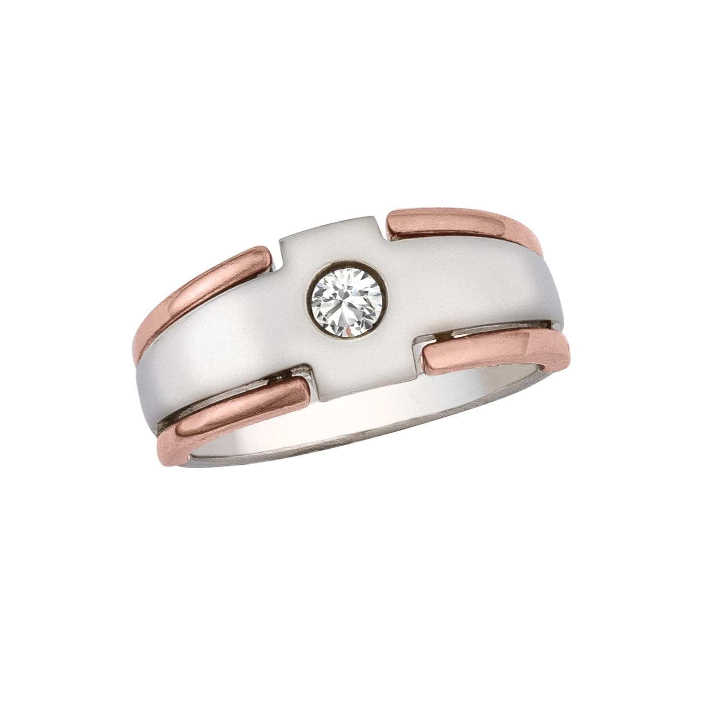 GENT'S TWO TONE SOLITAIRE RING (10597 ct. tw.) — View 1