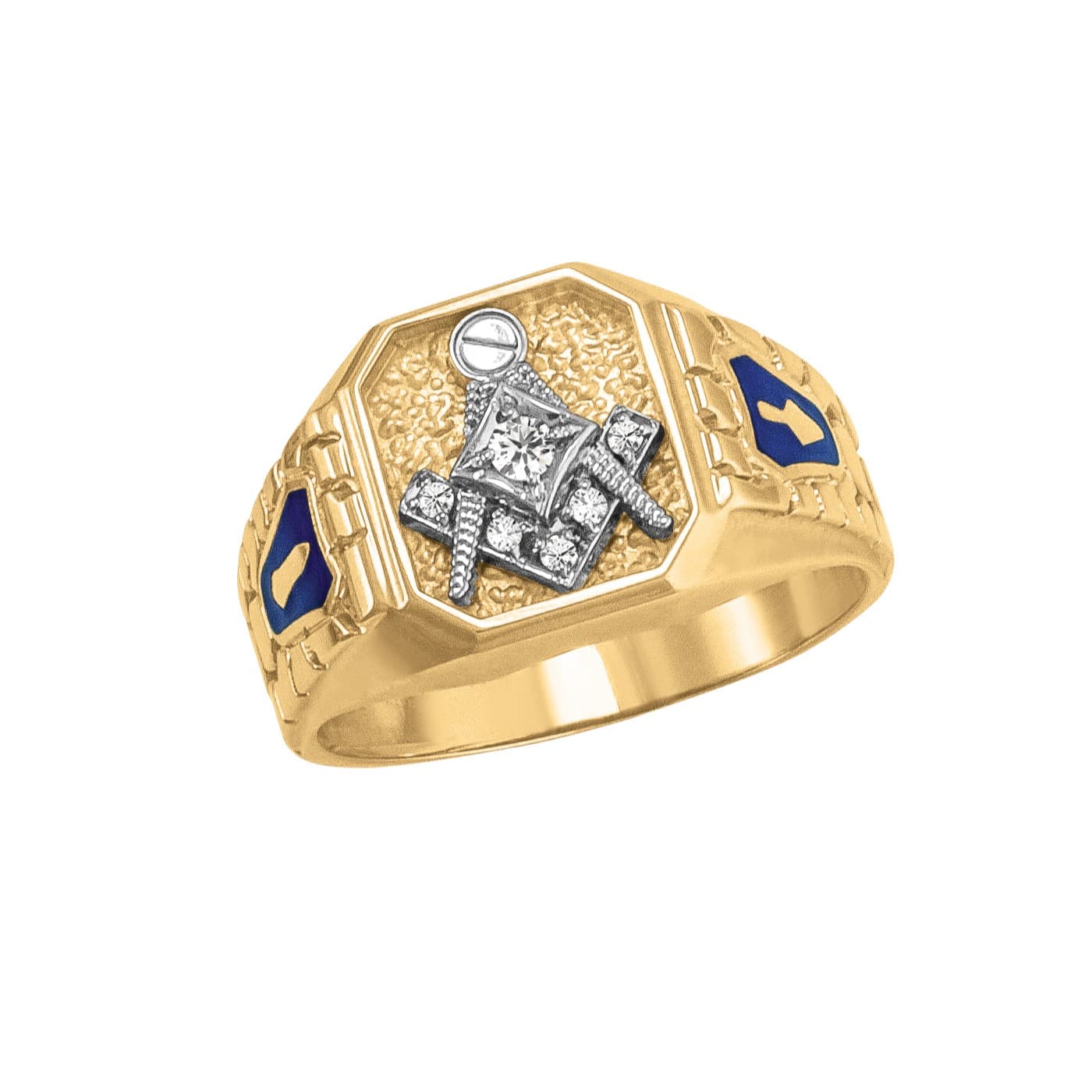 GENT'S MASONIC BLUE LODGE RING (0.1 ct. tw.) — View 1