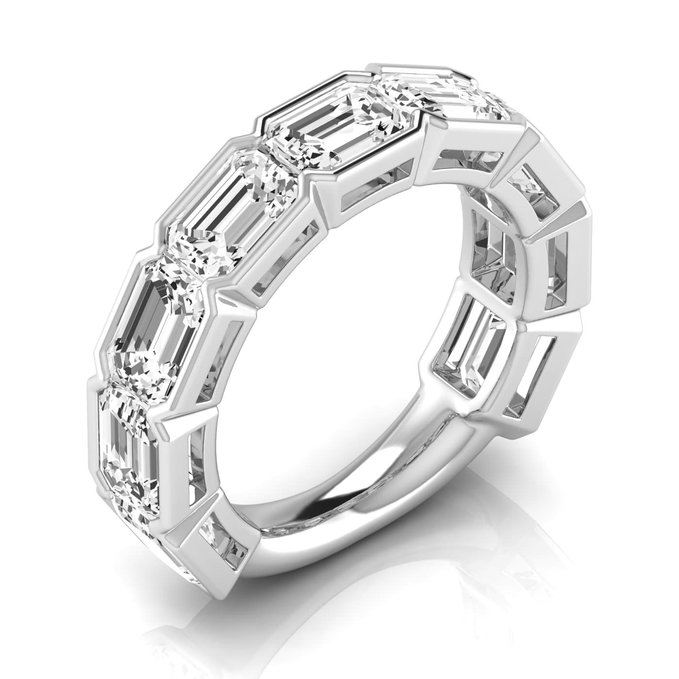 3/4 Spread Emerald Diamond Wedding Band (6 3/4 ct. tw.) — View 1