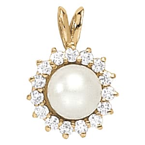 Pendants Color Pearl Matching 80089 — 8 MM Pearl (3/8 ct. tw.) — White Gold