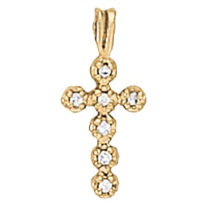 Religious Crosses Pandents (0.05 ct. tw.) — White Gold