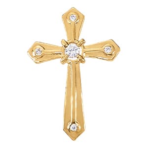 Religious Bezel Set Crosses Pendant (0.2 ct. tw.) — White Gold