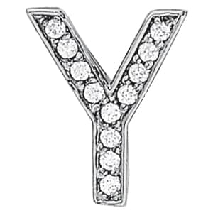 Initial Y Pendant — Y (1/4 ct. tw.) — White Gold