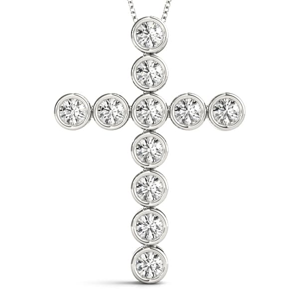 Bezel Set Religious Cross Pendants — 3/4 CT (0.72 ct. tw.) — View 1