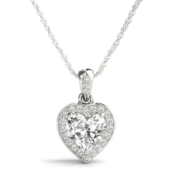 Heart Shaped Halo Pendant (1/8 ct. tw.) — View 1