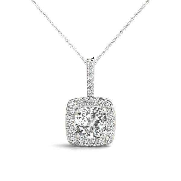 Cushion Shape Halo Pendant — 9 MM (1/4 ct. tw.) — View 1